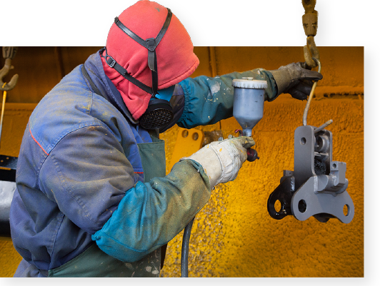 Metal piece being coated